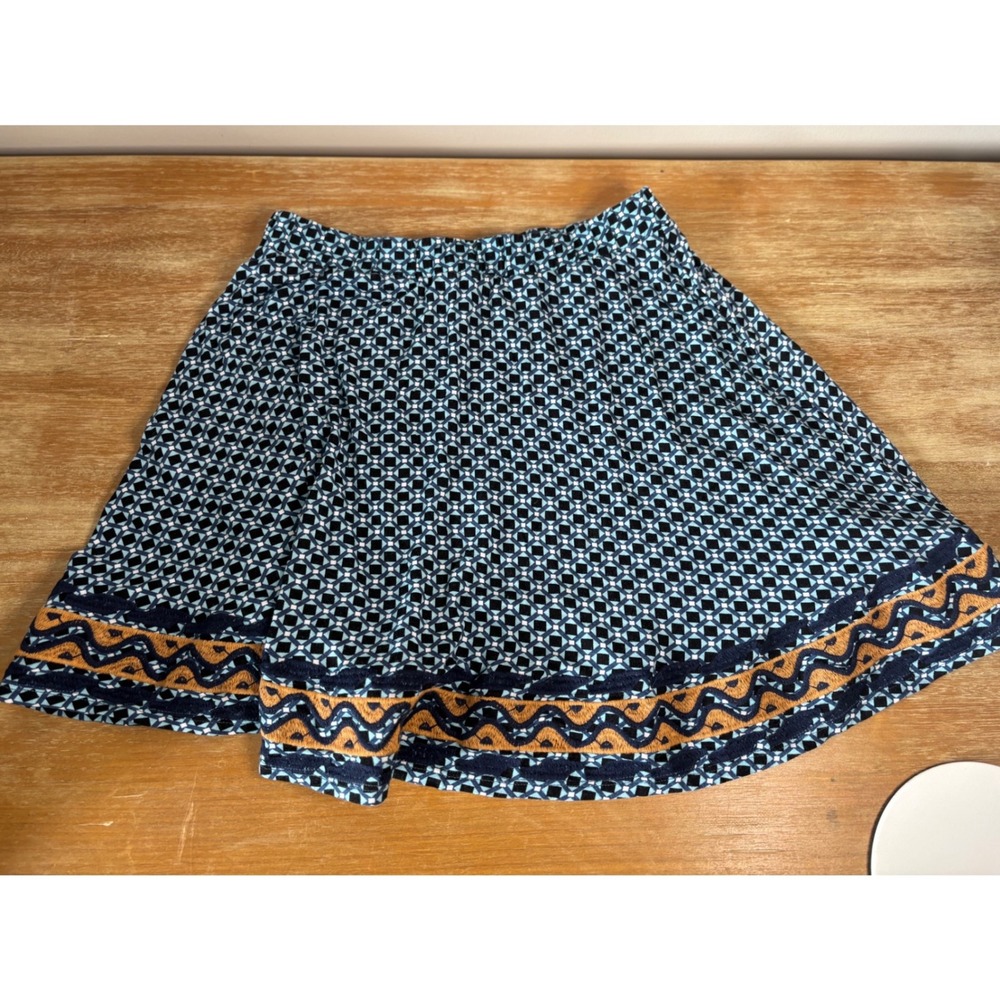 THML Womens Blue Black Geometric Diamond Print Short Sleeve Top Size Medium‎